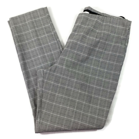 Calvin Klein Black White Plaid Pull-On Flat Front Stretch Ankle Pants Womens 14 - Picture 5 of 13